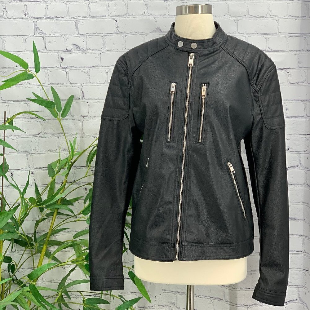 H&M Black Leather Moto Style Jacket